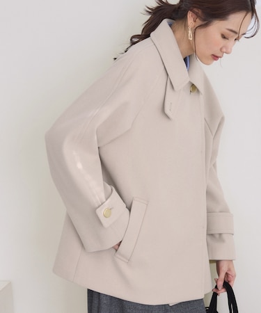 ジャージーメルトンシリーズ 金ボタンミドル丈コート/リンクコーデ