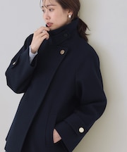 ジャージーメルトンシリーズ 金ボタンミドル丈コート/リンクコーデ