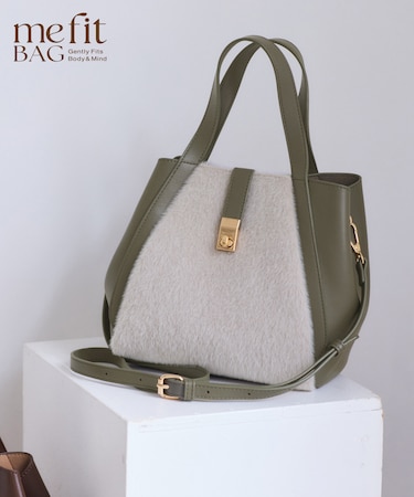 me fit BAG ホースヘア調コンビスクエアフォルムバッグ/2WAY