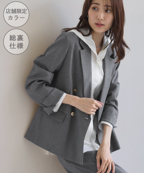 レディハンサムシリーズ ウールライク金ボタンジャケット(総裏地)/セットアップ対応