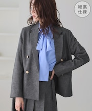レディハンサムシリーズ ウールライク金ボタンジャケット(総裏地)/セットアップ対応