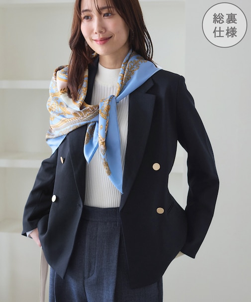 レディハンサムシリーズ ウールライク金ボタンジャケット(総裏地)/セットアップ対応