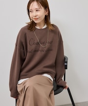 スウェットライクロゴニットプルオーバー