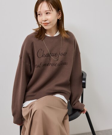 スウェットライクロゴニットプルオーバー