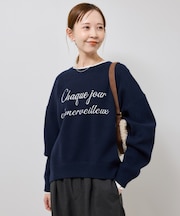 スウェットライクロゴニットプルオーバー