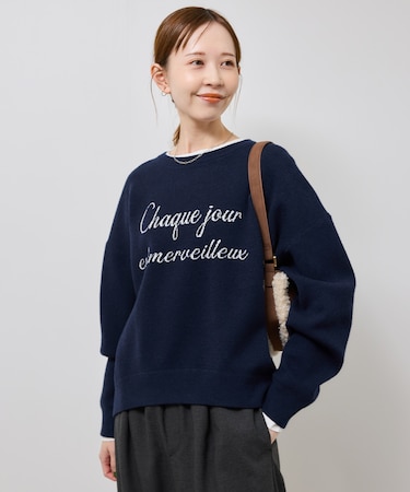 スウェットライクロゴニットプルオーバー