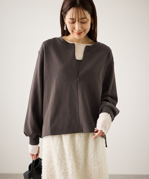 スキッパー裏毛プルオーバー