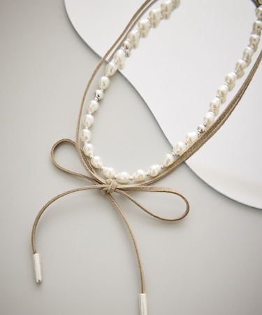 マルチWAYスエードコードパールネックレス