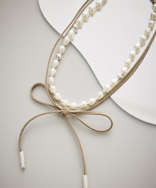 マルチWAYスエードコードパールネックレス