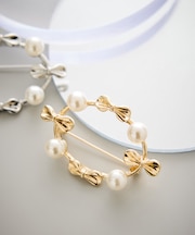 リボンパールブローチ