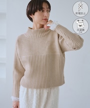 もちもちリブ切り替えニットプルオーバー/イージーケア・リンクコーデ