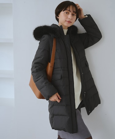 【GREEN DOWN/グリーンダウン】ファー付きダウンロングコート/一部WEB限定カラー