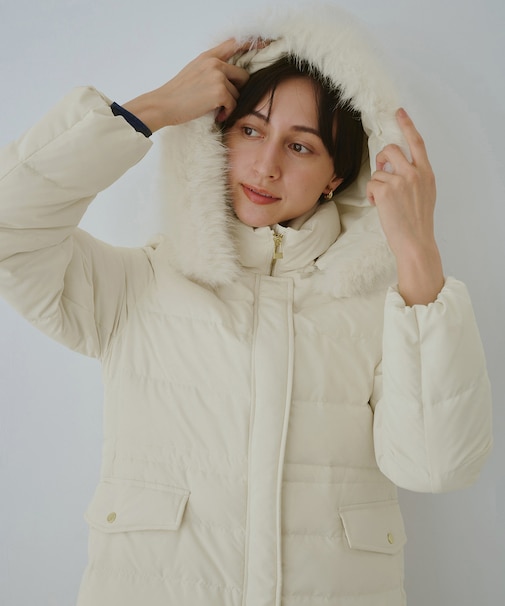 【GREEN DOWN/グリーンダウン】ファー付きダウンロングコート/一部WEB限定カラー