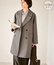ジャージメルトン無地&チェックオーバーPコート/一部WEB限定カラー・リンクコーデ