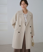 ジャージメルトン無地&チェックオーバーPコート/一部WEB限定カラー・リンクコーデ