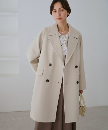 ジャージメルトン無地＆チェックオーバーPコート/一部WEB限定カラー・リンクコーデ