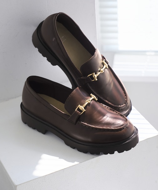 【軽量・晴雨兼用】プラットフォームビットローファー