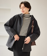 ジャージーメルトンシリーズ ジップアップフーデッドコート/無地・チェック/リンクコーデ