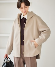 ジャージーメルトンシリーズ ジップアップフーデッドコート/無地・チェック/リンクコーデ