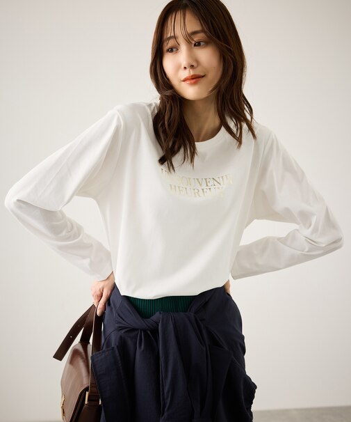 汗染み防止アソートロゴロングスリーブTシャツ/UVカット・接触冷感