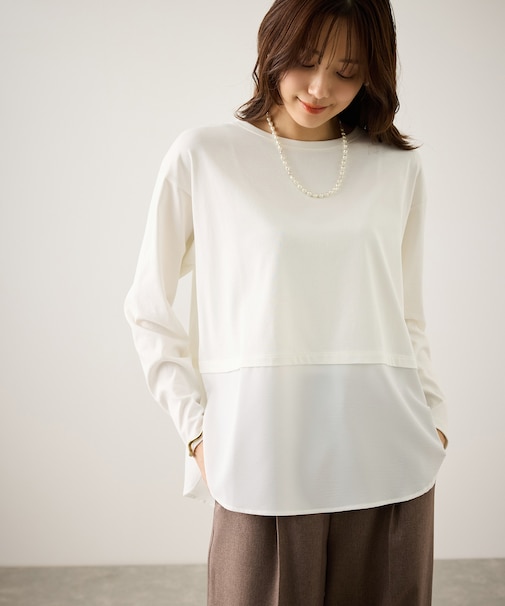 布帛ドッキングロングスリーブTシャツ