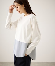 布帛ドッキングロングスリーブTシャツ