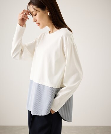 布帛ドッキングロングスリーブTシャツ