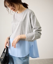 布帛ドッキングロングスリーブTシャツ