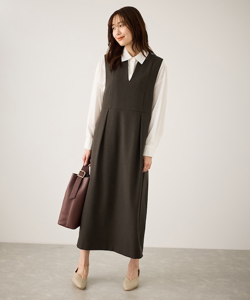 キーネックジャンパースカート