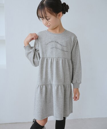 【KIDS/キッズ】裏毛ティアードロゴワンピース