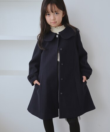 【KIDS/キッズ】ビジューボタン衿つきAラインコート/リンクコーデ