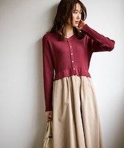 【新色追加】メタル釦ドッキングワンピース