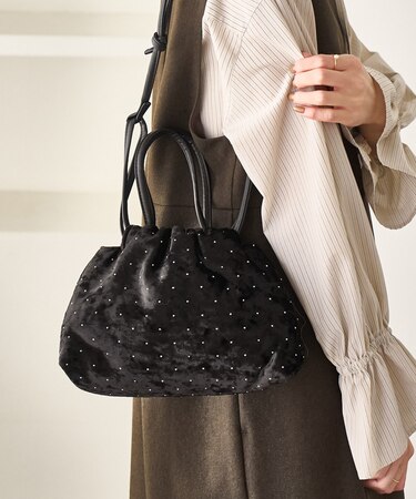 2WAYハンドル シャイニーベロアパースバッグ