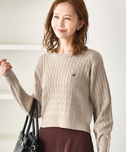 【BEVERLYHILLS POLO CLUB・WEB限定】ケーブル編みクロップドニットプルオーバー