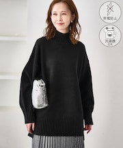 【WEB限定】サイドスリットニットプルオーバー/イージーケア