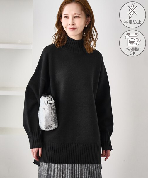 【WEB限定】サイドスリットニットプルオーバー/イージーケア