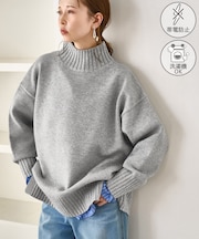 【WEB限定】サイドスリットニットプルオーバー/イージーケア