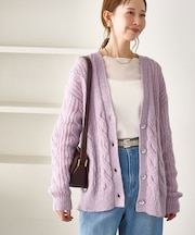 ゆるケーブル編みVネックニットカーディガン