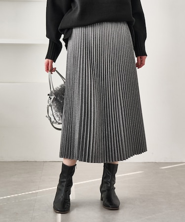 ラメチェックプリーツスカート/着丈が選べる