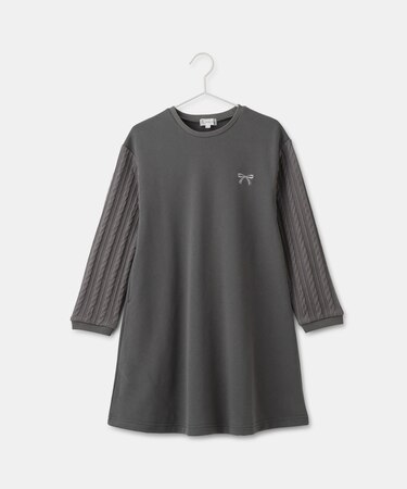 【KIDS/キッズ】裏起毛袖ケーブルワンピース