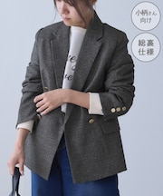 【低身長・小柄さんサイズ】レディハンサムシリーズ ウールライク金ボタンジャケット(総裏地)
