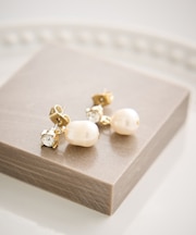 淡水パール×ガラスピアス