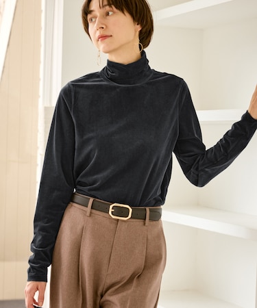 シアートリコットベロアタートルトップス