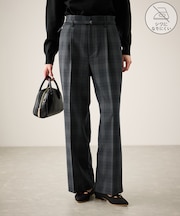 裏起毛無地&チェックアソートワイドパンツ/防シワ