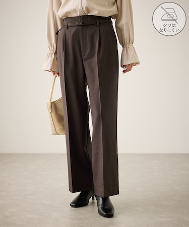 裏起毛無地&チェックアソートワイドパンツ/防シワ