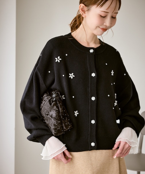 ビジューニットカーディガン