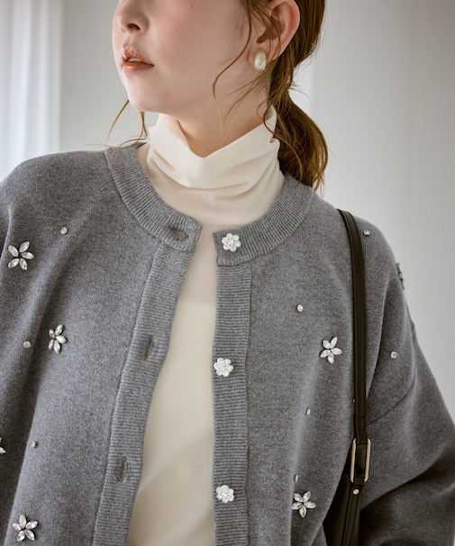 ビジューニットカーディガン