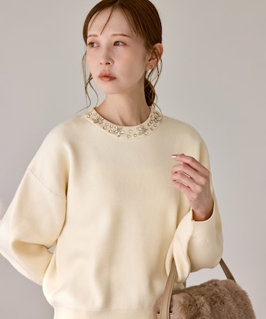 ビジューニットプルオーバー