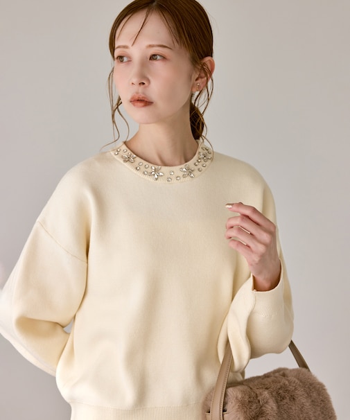 ビジューニットプルオーバー