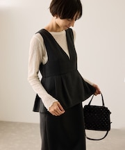 レイヤード風ペプラムジャンパースカート